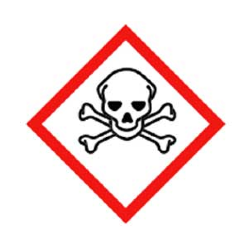 Produkter merket med dette symbolet inneholder kjemikalier som er akutt giftige og kan gi livstruende skader ved svelging, hudkontakt og/eller innånding.