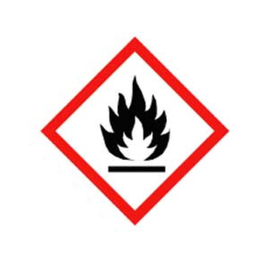 Beholdere merket med dette symbolet inneholder kjemikalier som kan forårsake brann.