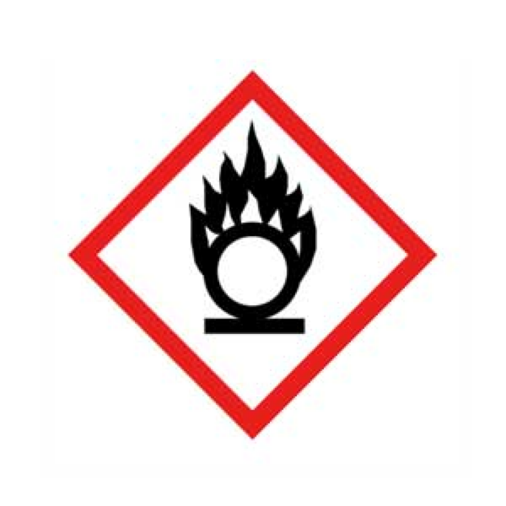 Beholdere merket med dette symbolet inneholder kjemikalier som kan forårsake brann.